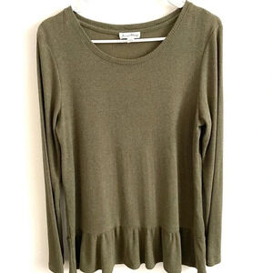 Jane&Delancey olive green thermal peplum top S